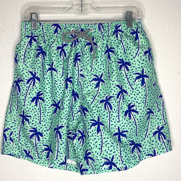 Boardies NWOT aqua/navy palm tree lines men's swim trunks size Medium